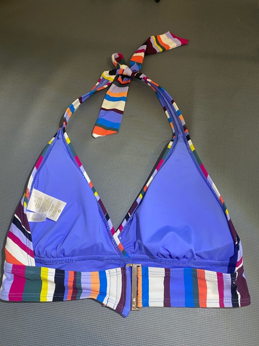 Striped Multicolor Halter Bikini Top - Picture 2 of 4
